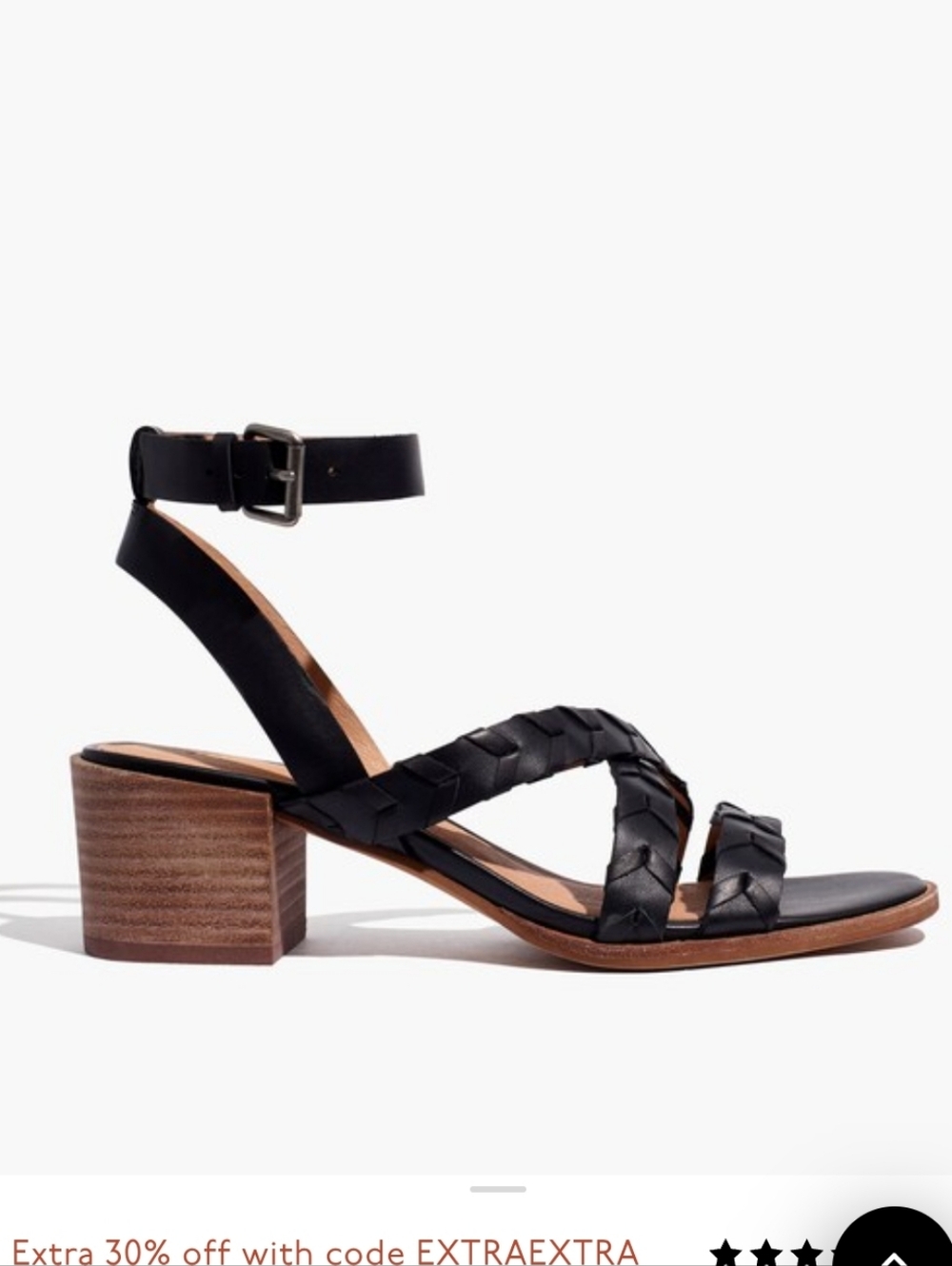 Madewell Chunky stacked heels and whipstitched straps  leather sandals Black 8 - Picture 3 of 10